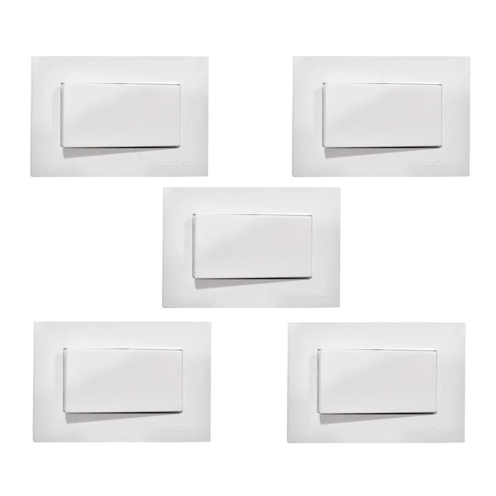 5 Pç Interruptor Simples P/Moveis Margirius Branco 10A 250V