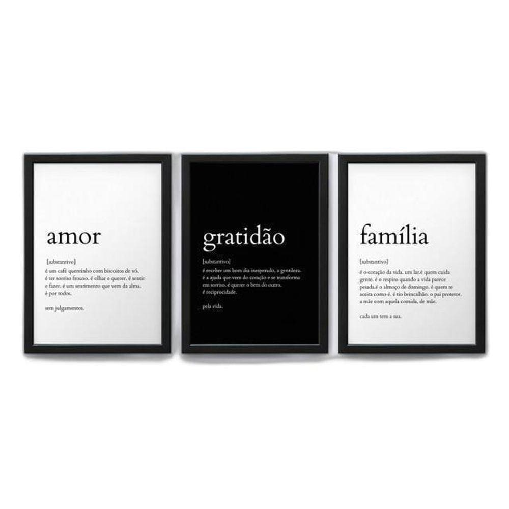 Quadro Com Moldura Amor, Gratidão Familia