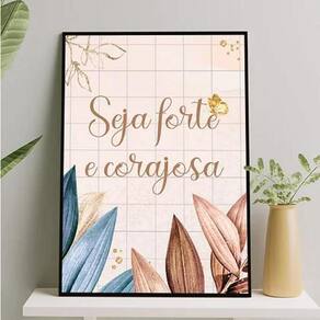 Quadro Seja Forte E Corajosa 45X34Cm - Com Vidro Preta