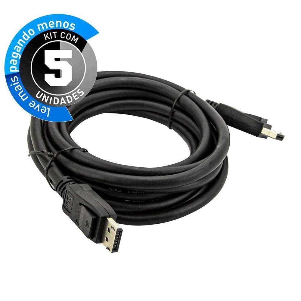 Cabo Displayport 8K - 3 Metros 120Hz - Kit Com 5