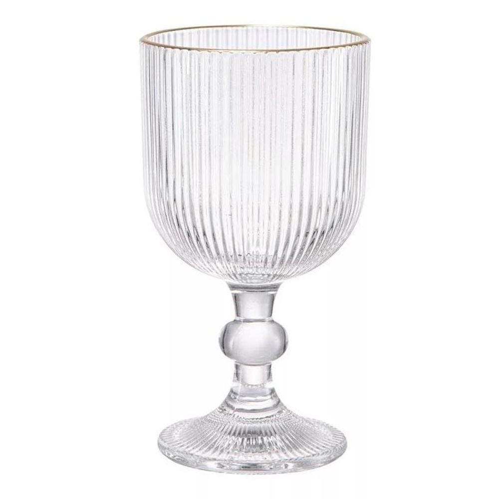 Jogo 6 Taças Cameratta Vidro Borda Dourada 365Ml L`Hermitage