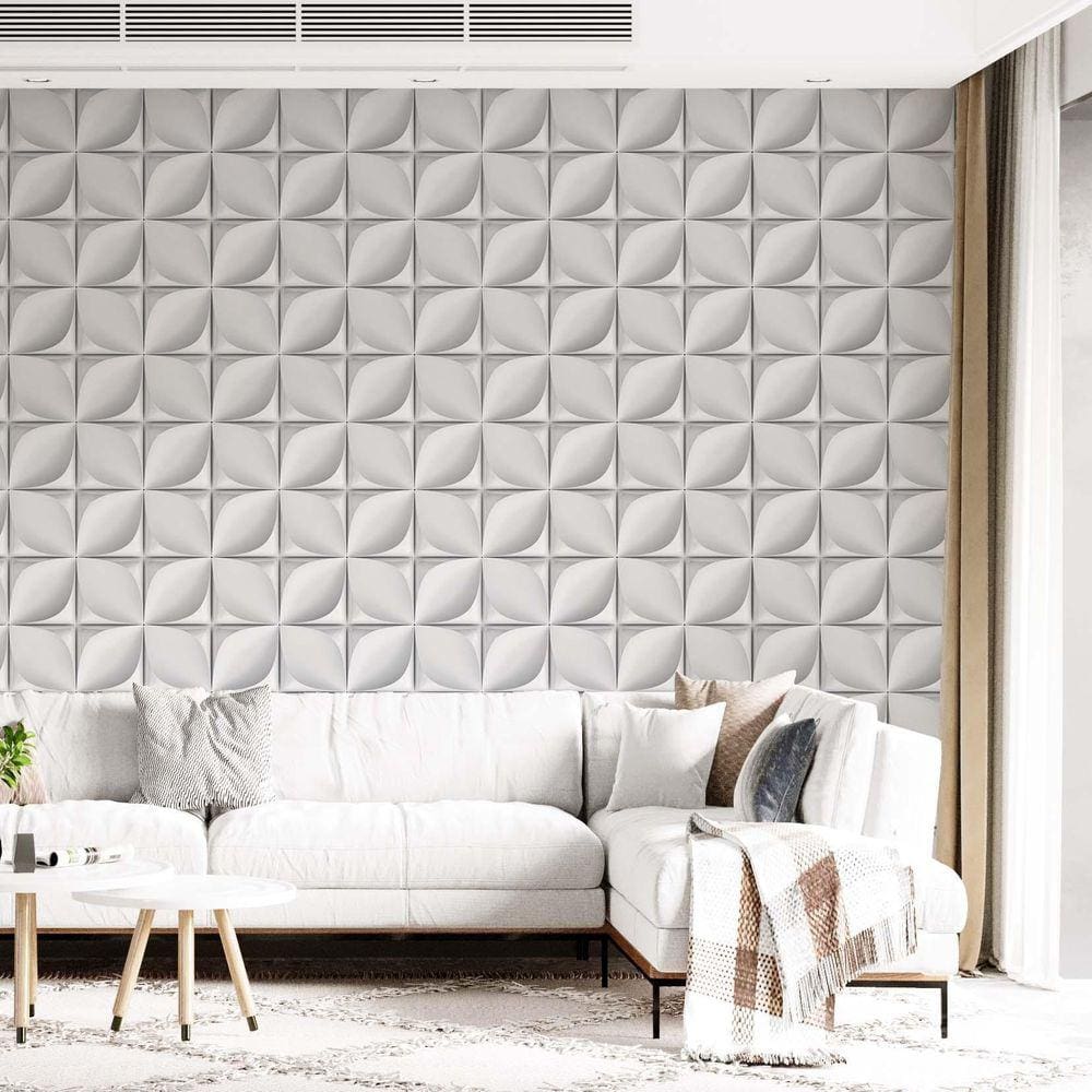 Kit 3 Rolos Papel De Parede Adesivo 3D Pétala Branco 3,0M