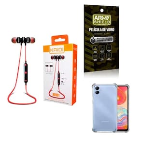 Capinha Samsung A04 E + Fone Bluetooth Sport + Película 3D