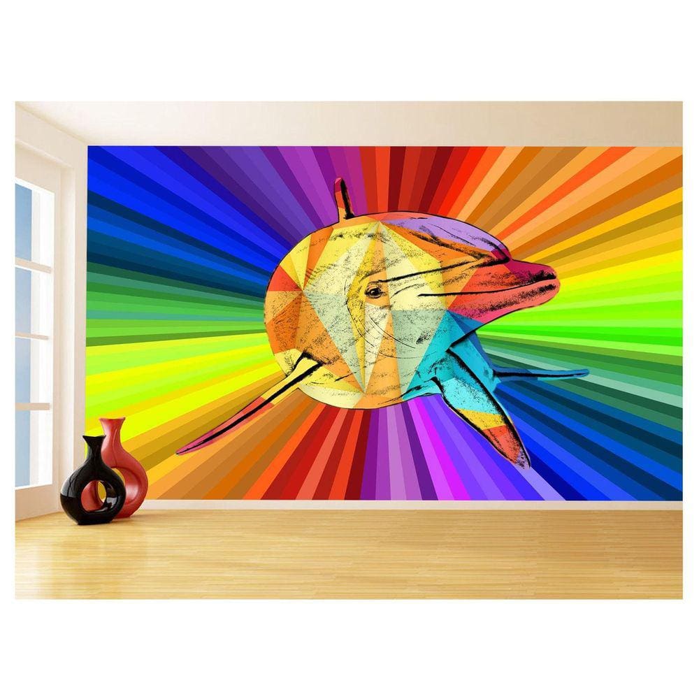 Papel De Parede 3D Animais Pop Art Golfinho Cor 3,5M Pxa278