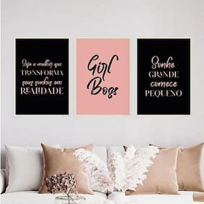 Kit 3 Quadros Transforme Sonhos Em Realidade 24X18Cm Branca