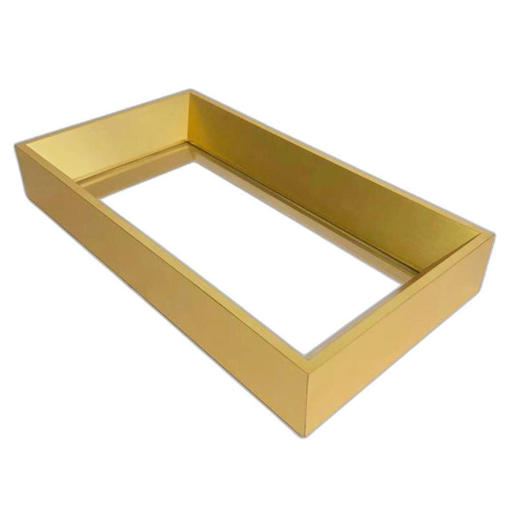 Bandeja Espelhada Dourada 33X18 Mesa Sala