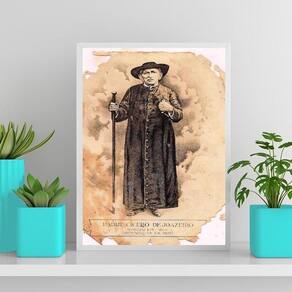 Quadro Decorativo Padre Cícero 45X34Cm - Com Vidro Branca