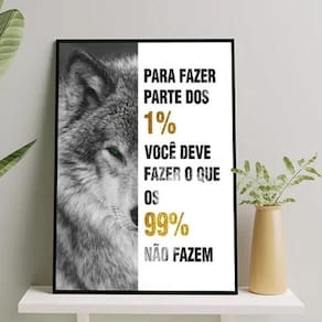 Quadro Motivacional Lobo 33X24Cm - Com Vidro