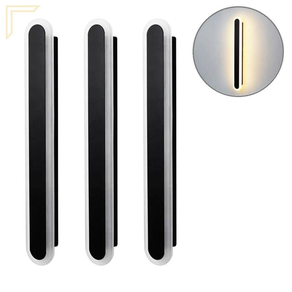 Kit 3 Arandela Sala Preto Acrilico Jateado 40 Cm Led Lup97