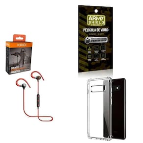 Kit Capa Samsung S10 Fone Bluetooth E Película De Vidro 3D