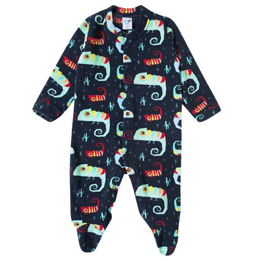 Pijama Macacão Bebê Soft Camaleões Marinho Tip Top