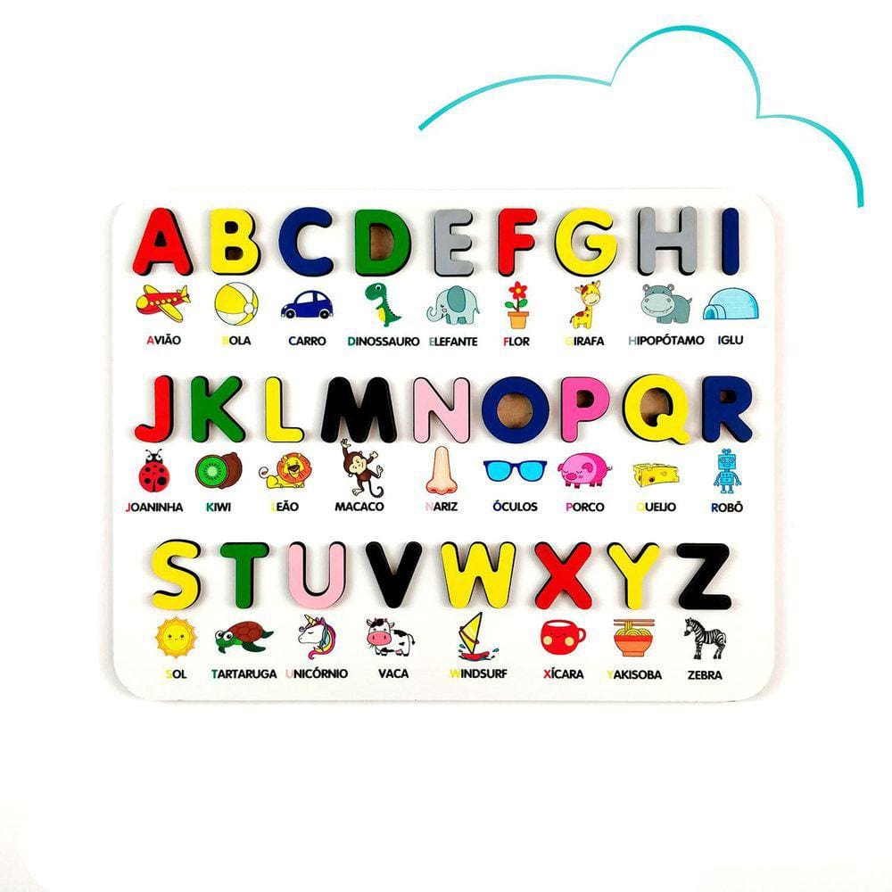 Brinquedo Educativo Infantil Alfabeto Ilustrado Escreva e Apague