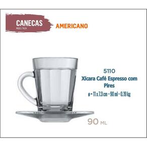 06 Xícaras Café Americano Com Pires Café Expresso Curto 90Ml