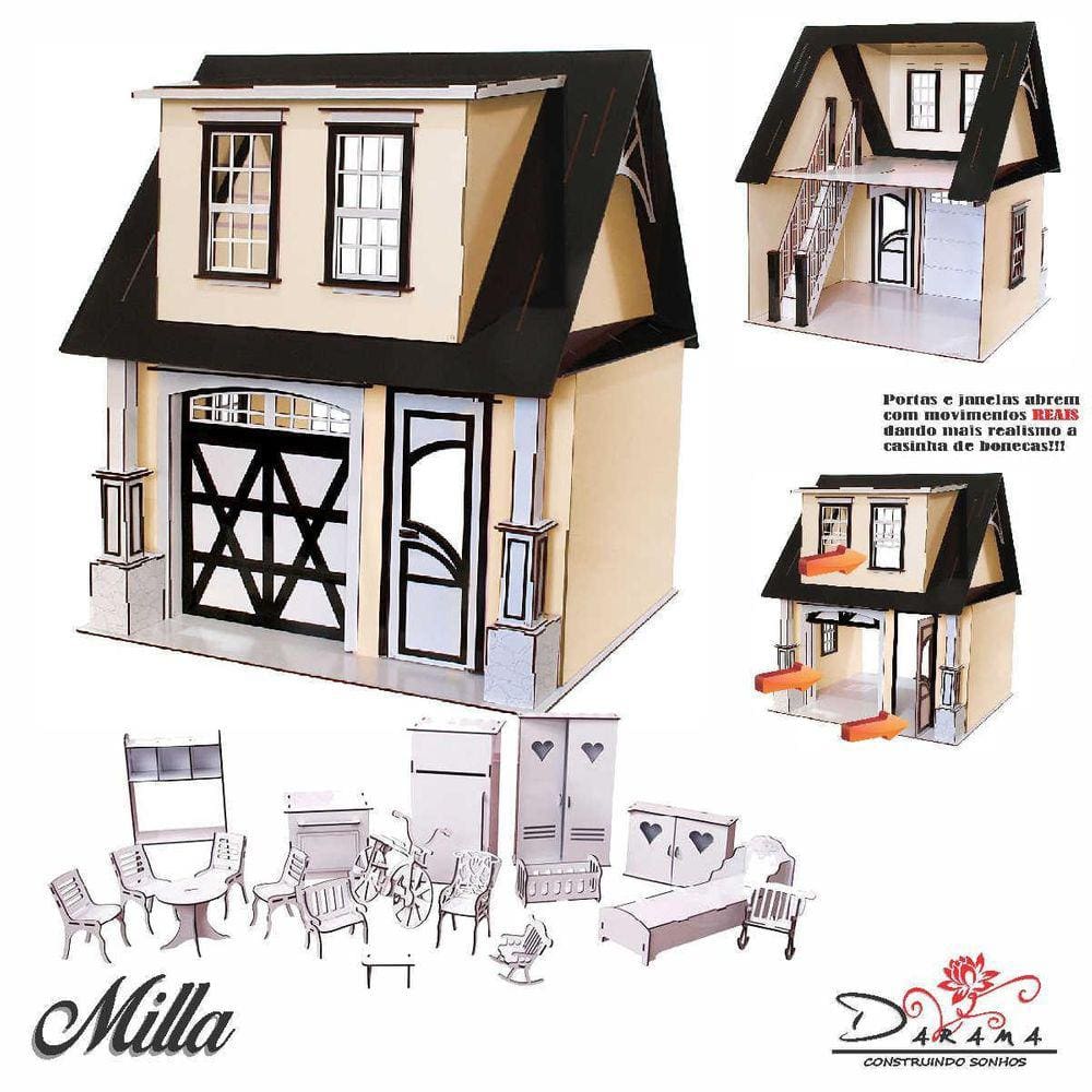 Casa bonecas escala Barbie com garagem Milla Lazuli DARAMA – Loja Darama –  Construindo Sonhos!