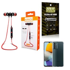 Kit Capinha Samsung M23 + Fone Esportivo E Película De Vidro