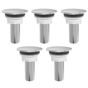 Kit 5 Plug Tapa Furo Cromo Redondo Balcão Parede Bidê Blukit