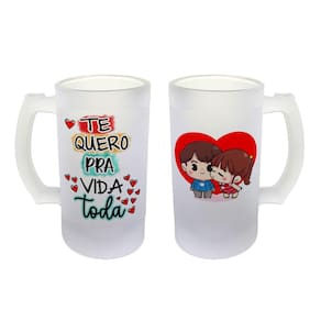 Caneca Vidro Cerveja Chopp Namorados Te Quero pra Vida Toda