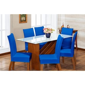 Kit Com 6 Capas P Cadeira De Jantar Malha Gel - Azul Royal