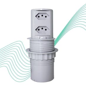 Mini Torre De Tomada Manual Cinza 2 Tomadas 10A Totem 2220W