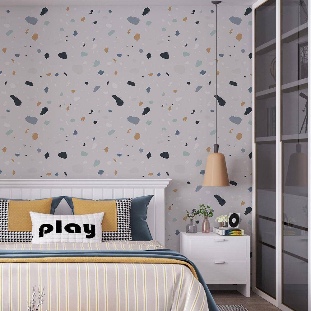 Kit 5 Rolos Papel De Parede Adesivo Granilite Colorido 3,0M