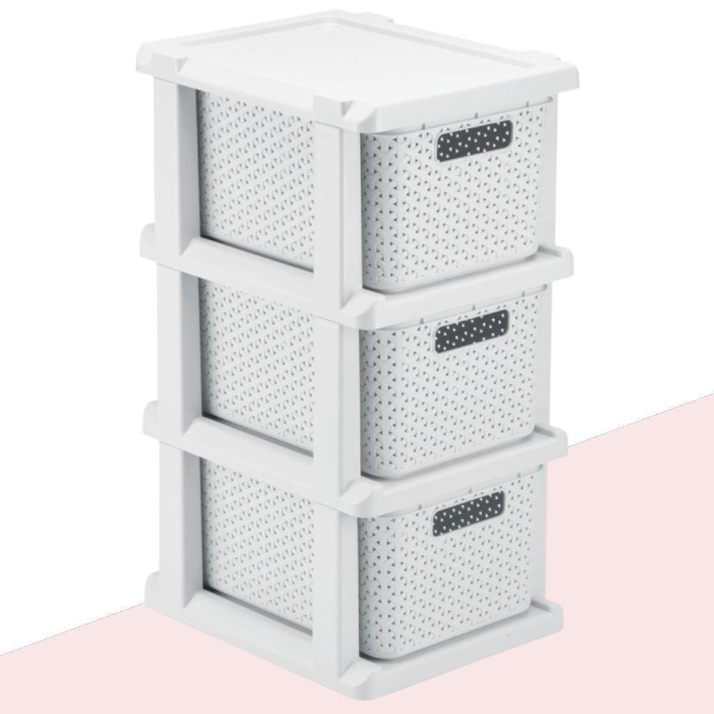 Gaveteiro Ratan Branco 3 Gavetas Organizadoras Agraplast