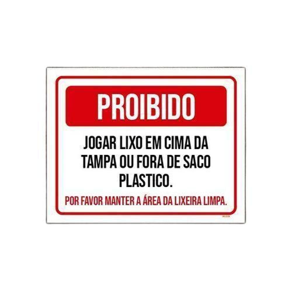 Kit 5 Placas Proibido Jogar Lixo Em Cima Da Tampa