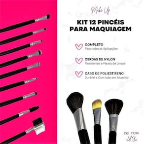 Kit Pincéis Maquiagem Profissional 12 Pcs Completo Durável