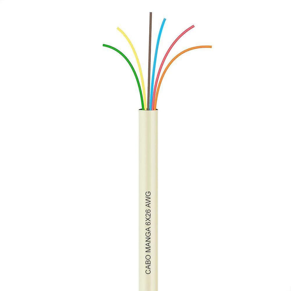 Cabo Manga 6X26 Awg - Sem Blindagem Bege - 20 Metros