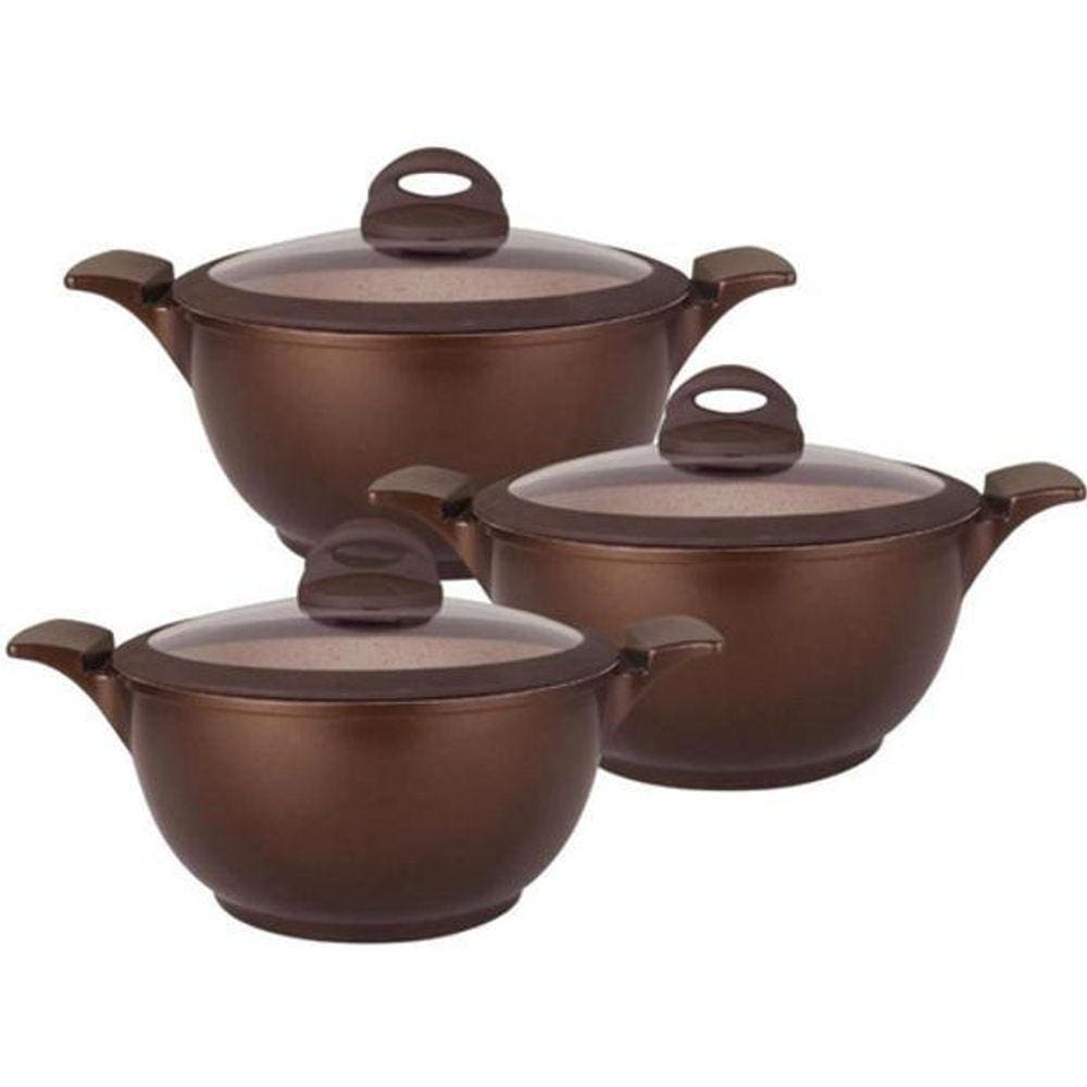 Jogo De Panelas Antiaderente Cerâmica Indução Belga 3Pcs