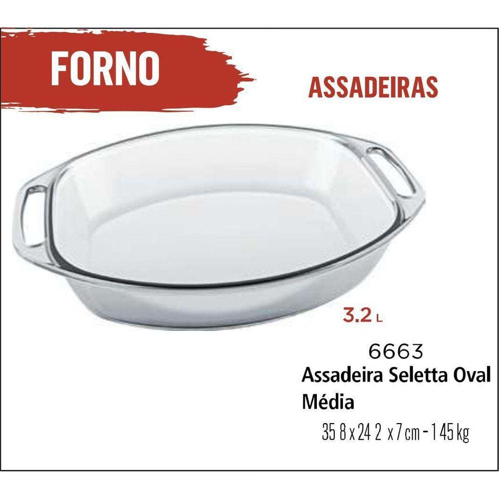 3 Forma Assadeiras De Vidro Alça Oval 3,2Lts Marinex Vidro