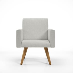 Poltrona Decorativa Cadeira Escritório Recepção Tecido Linho