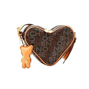 Bolsa Feminina Chenson Coração Monograma Tira Colo Café