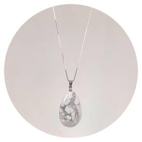 Colar Prata 925 Howlita Em Gota Estilo Carrara - Natural