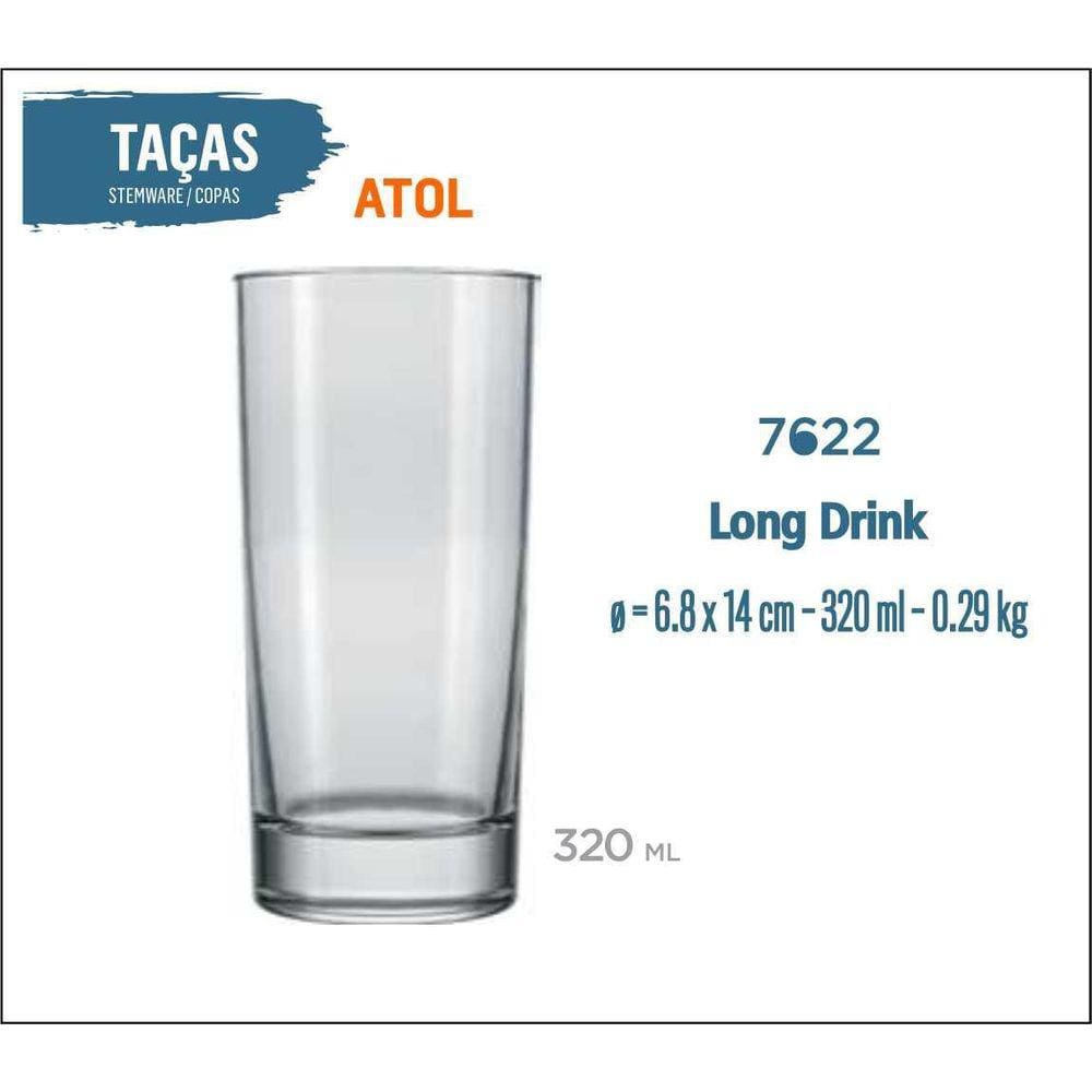 24 Copos Atol 320Ml - Long Drink