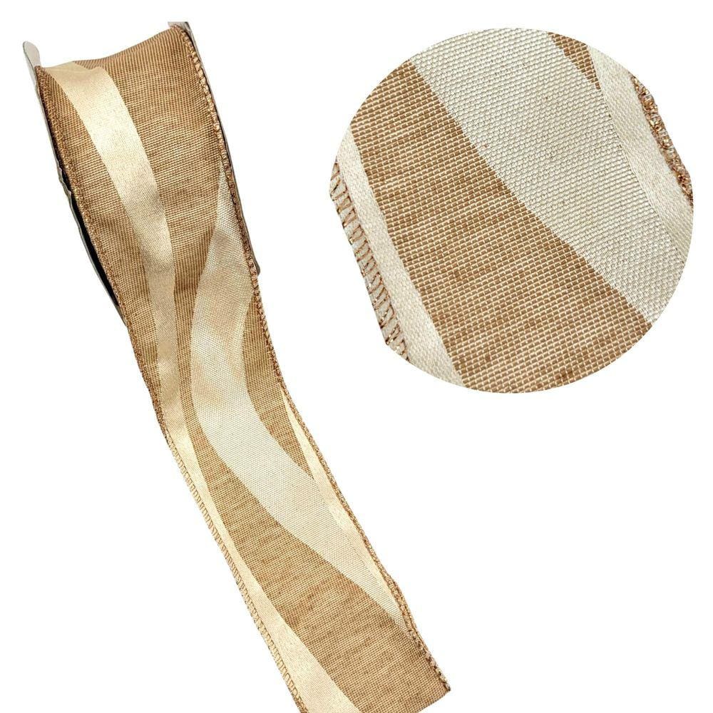 Enfeite Fita Bege E Dourado 6Cmx9M Páscoa Natal