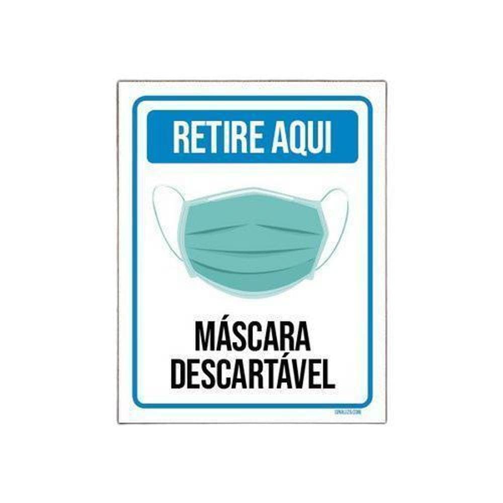 Kit 5 Placas Cuide-Se Retire Aqui Máscara Descartável