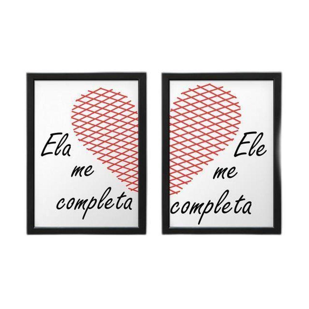 Quadro Com Moldura Ele Me Completa, Ela Me Completa