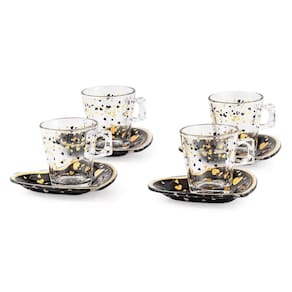 Jogo De Xícaras De Café De Vidro Pires De Coração 80Ml 4 Pcs