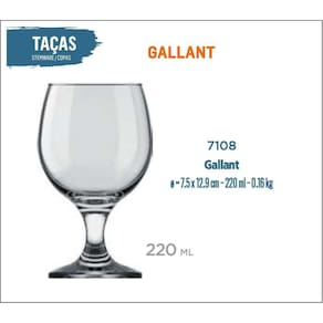 12 Taça Gallant 220Ml - Vinho