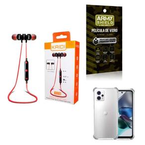 Capinha Motorola G23 + Fone Bluetooth Sport + Película 3D