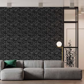 Kit 2 Rolos Papel De Parede Adesivo Tijolo Preto 3,0M