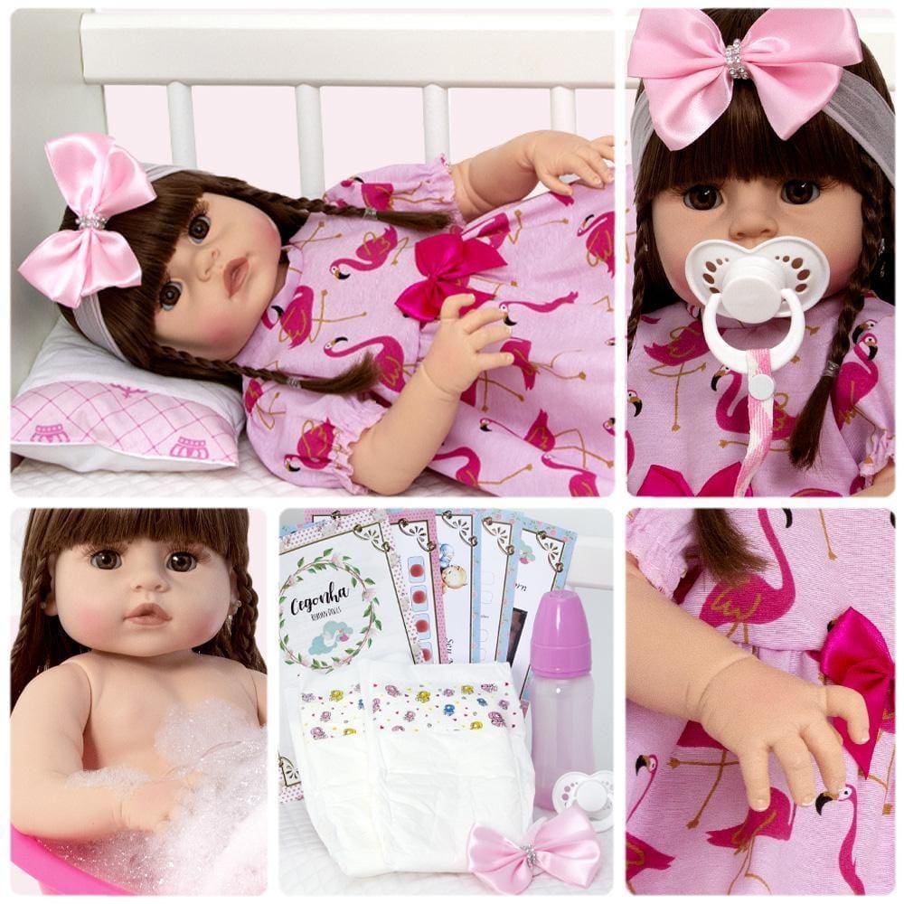 Boneca Reborn com Acessórios - Nenem Nanando - Love Born - 36 cm