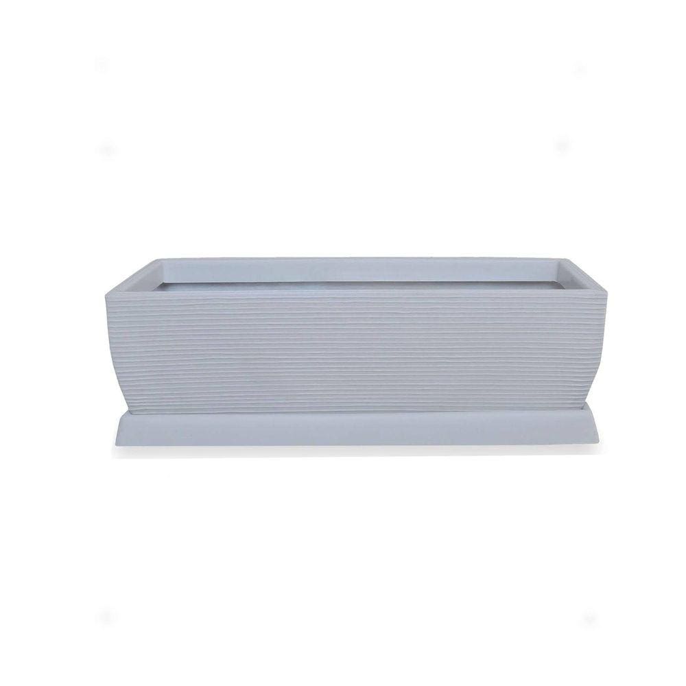 Vaso Jardineira Em Polietileno 80X30 + Prato Cinza Claro