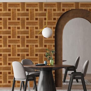 Kit 3 Rolos Papel De Parede Adesivo Madeira Mosaico 3,0M