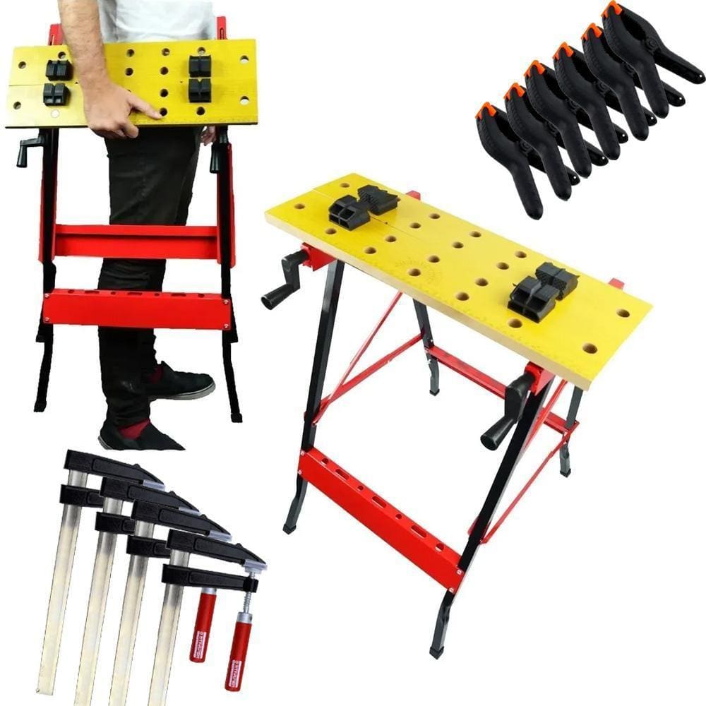 Kit Bancada Ferramentas + 4 Grampo Sargento F + 6 Grampos