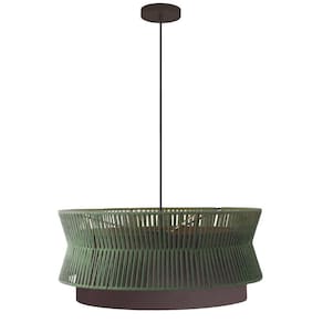 Lustre Gaia 60Cm Corten Fio Macrame Verde Blumenau