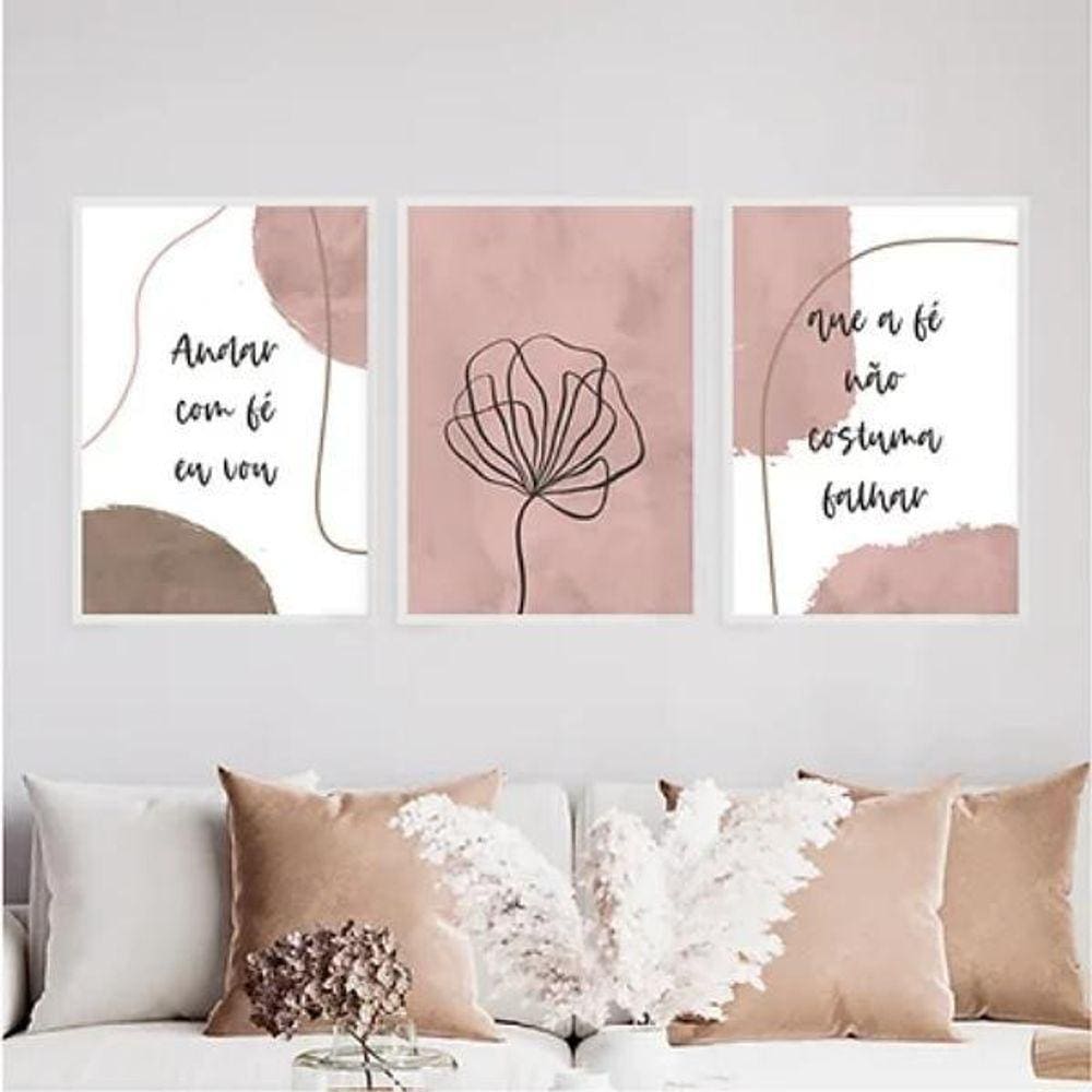 Kit 3 Quadros Abstratos Andar Com Fé Eu Vou 24X18Cm - Vidro