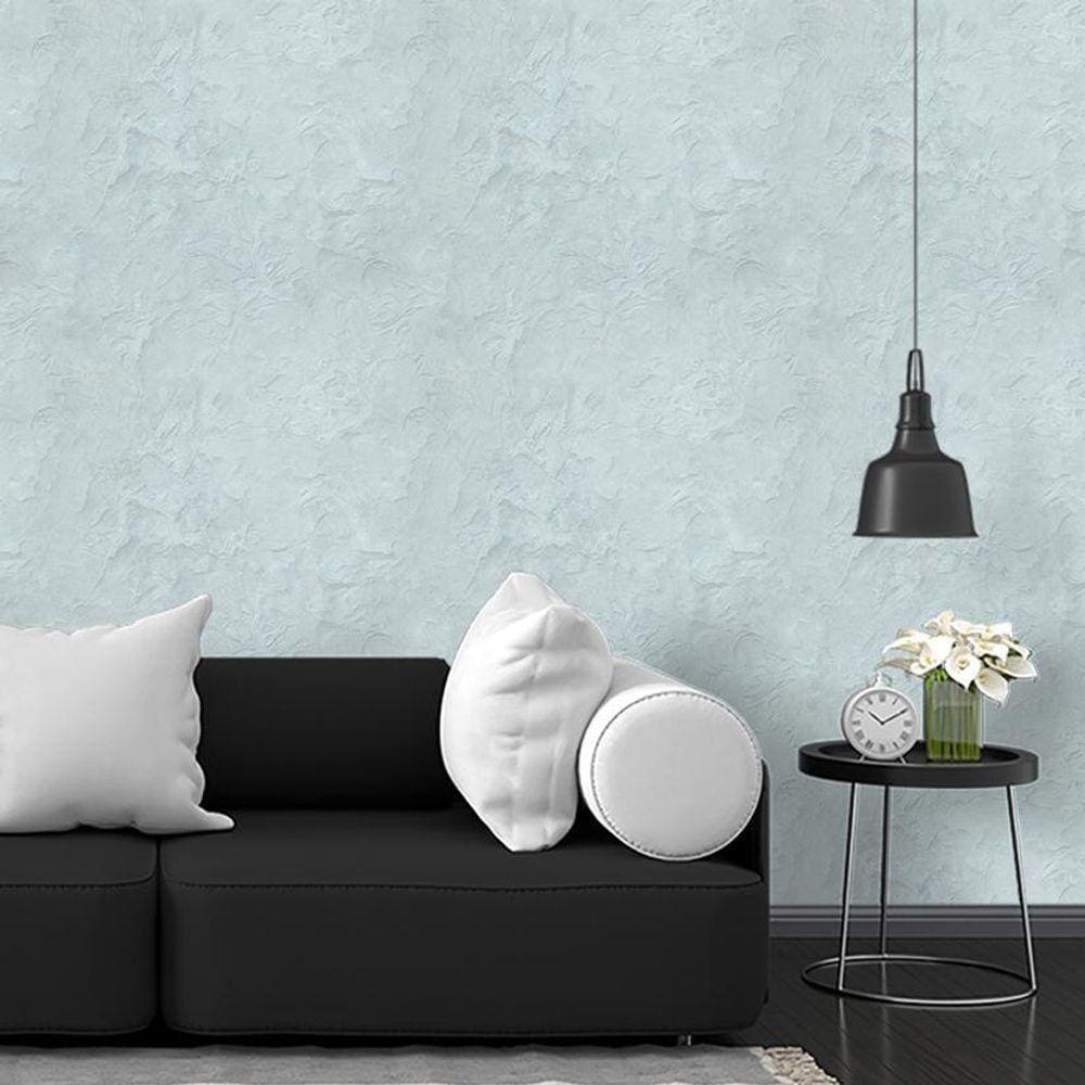 Kit 8 Rolos Papel De Parede Adesivo Cimento Azulado 3,0M