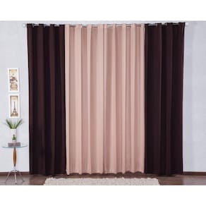 Cortina 300X280 Com Ilhós P Sala Malha Gel - Tabaco/Avelã