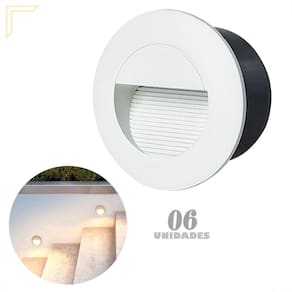 6 Balizador Parede Externo Embutir Redondo Branco Led Lup90
